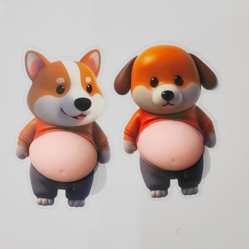 Super-soft silicone anti-collision pad featuring a pot-bellied Shiba Inu or Corgi.