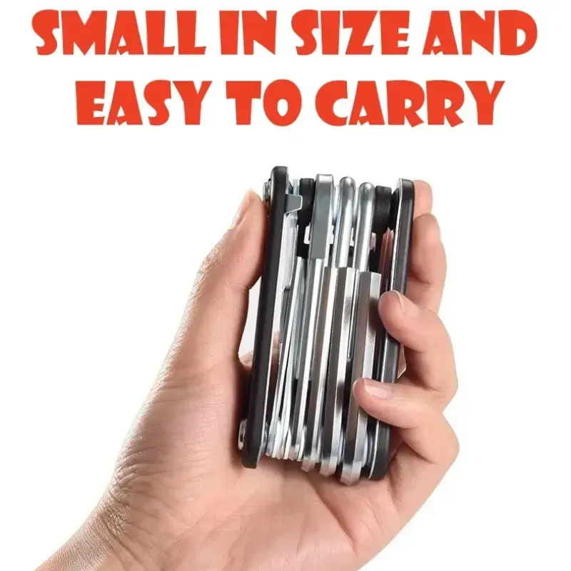 Multifunctional mountain bike repair tool kit, suitable for road bikes and folding bikes.
