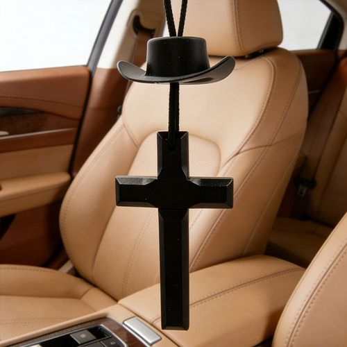 Retro Handmade Double-Layer Alloy & Wood Cross Pendant — Long Sweater Chain Necklace for Couples (Men & Women) — Cross Car Hanging Accessory