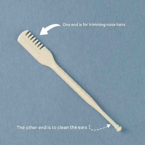 Stainless Steel Double-Sided Offset Nose Hair Trimmer, Spiral Ear Scoop Tip, Rotating Nose Hair Clipper