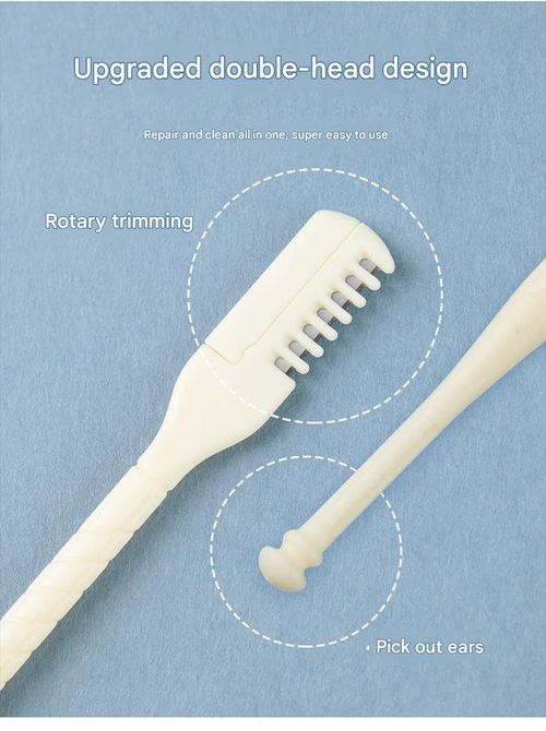 Stainless Steel Double-Sided Offset Nose Hair Trimmer, Spiral Ear Scoop Tip, Rotating Nose Hair Clipper
