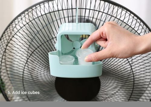 New No-Drill Fan Cooler: Home-Use Snap-On Cooling Gadget with Ice-Adding Capability
