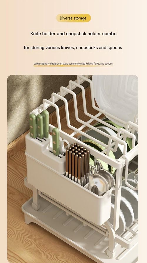 Two-tier kitchen storage rack and dish drying rack