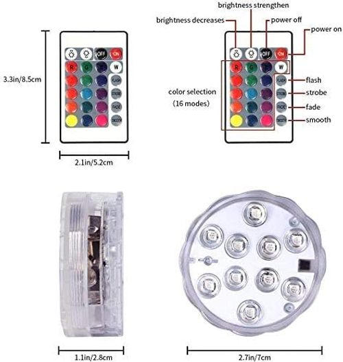 🔥HOT SALE🔥 COD！LED Ultra-Waterproof Clear Lighting for Aquariums and Swimming Pools, Remote-Controlled IP68 Suction Cup Underwater Aquarium Diving Light