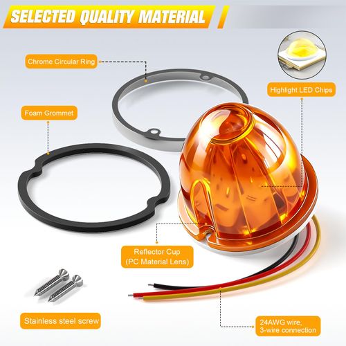 🔥HOT SALE🔥 COD！ Plastic Watermelon-Shaped LED Truck Side Lights (Constant On + Strobe) RGB Truck Parking Lights, Indicator Lights, and Chassis Lights