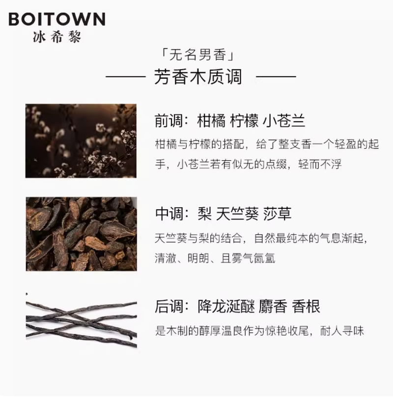 BOITOWN冰希黎無界無名男士香水清新海洋香持久淡香