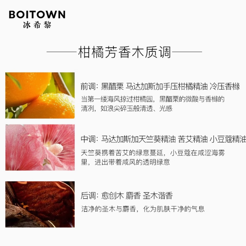 BOITOWN冰希黎海岸拾光香水柑橘中性淡香持久礼物