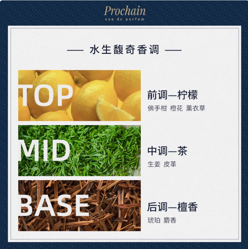 維維尼奧Prochain清冽花園水生馥奇調中性男士女士持久淡香水50ml