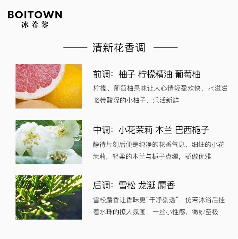 BOITOWN冰希黎茉莉白柚大師精粹香水女士持久淡香