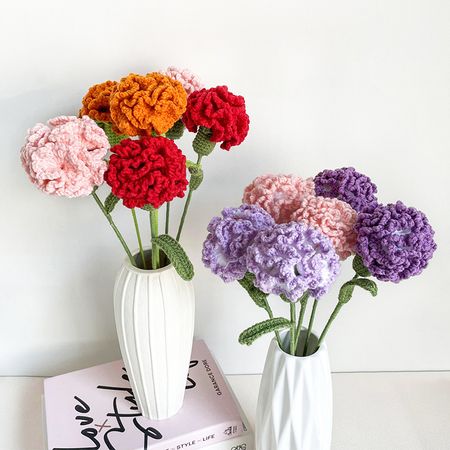 Hand-crocheted carnation flowers