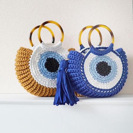 Woven bag Large capacity big eye strange tote