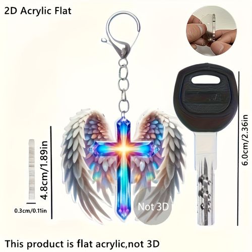 Angel Wings And Cross Keychain