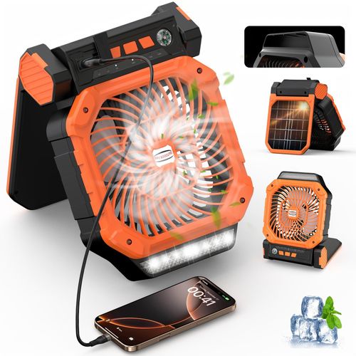 9000mAh Ultra-Portable Solar Fan LED Light Flashlight