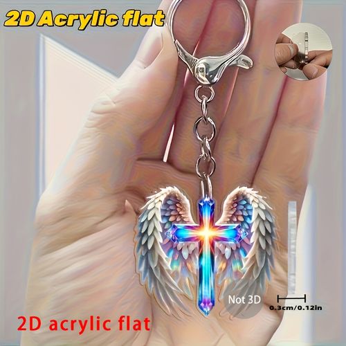 Angel Wings And Cross Keychain