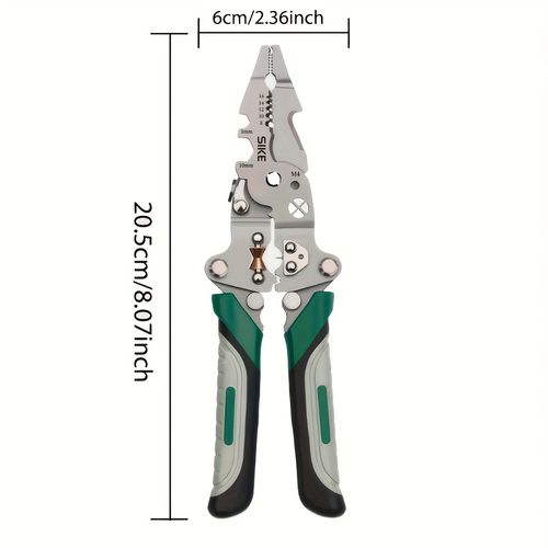 Collapsible Multifunctional Industrial Grade Wire Stripper, High Carbon Steel Cutting Crimping Stripping Plier for Electrician