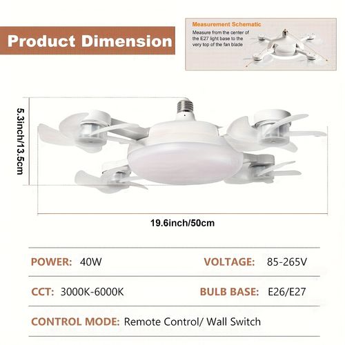 LED Smart Ceiling Fan Light