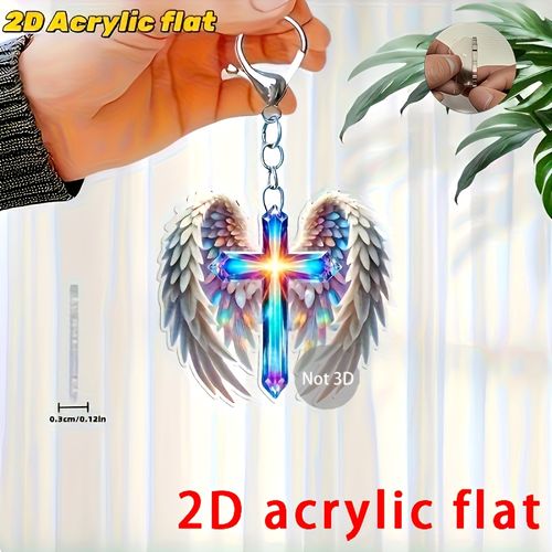 Angel Wings And Cross Keychain