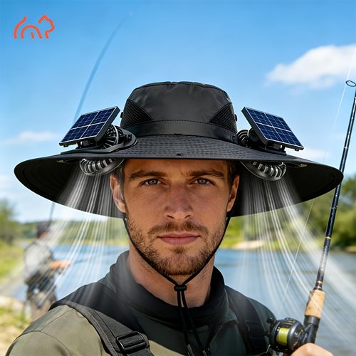 Solar Dual Fan Sun Hat Adjustable Strap USB Charging Outdoor Breathable Hat