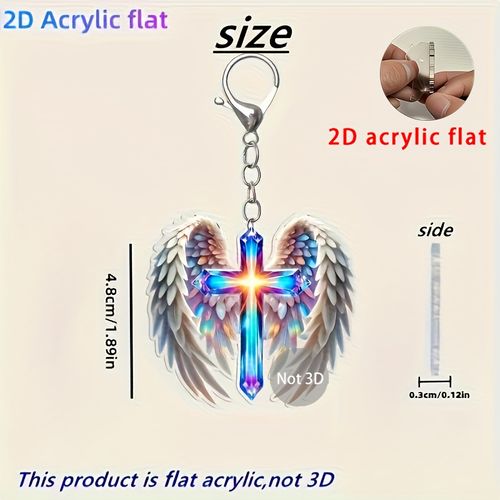 Angel Wings And Cross Keychain