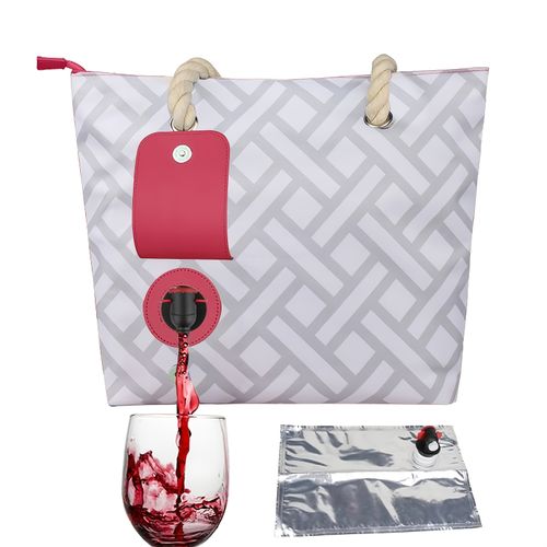 Insulated Beverage Tote Bag with Built-In Drink Dispenser