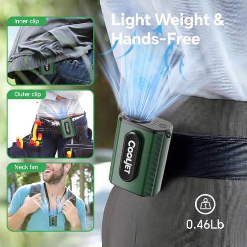 Neck Hanging Portable Waist Fan 18000RPM Brushless Motor 4 Speed Wind 5000mAh Long Lasting Battery LED Indicator for Outdoor Camping Work