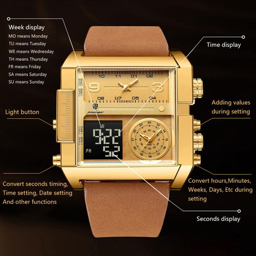 Luxury Men's Watch Rectangular Waterproof Luminous