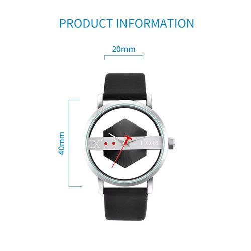 TOMI Fashionable and Minimalist Strap Personalized Hollow Perspective Glass Bottom Cover Quartz Watch