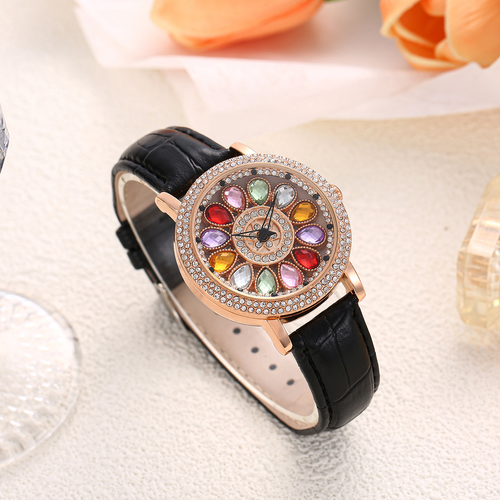 Colored Diamond Rotating Dial Ladies Watch