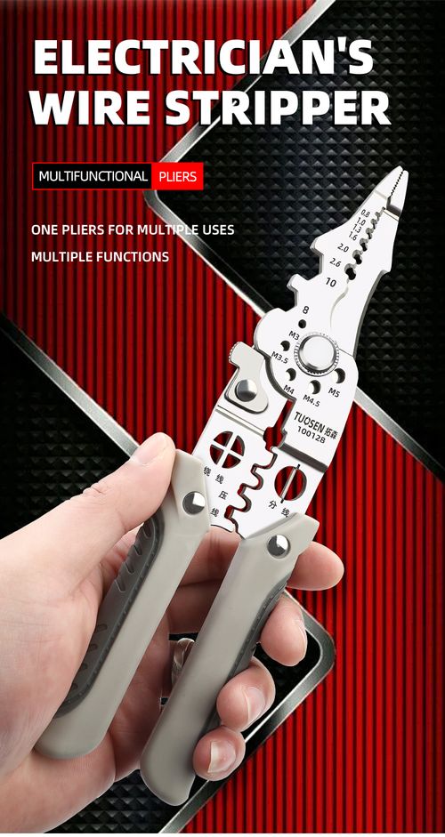 Multifunctional pliers for electricians, universal wire and cable stripping tools, capable of easily handling broken wires.