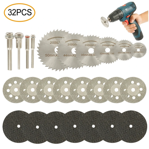 🔥🔥🔥Diamond Metal Saw Blades 32pcs Mini HSS Diamond Metal Saw Blades - Circular Saw Blade Resin Woodworking Discs for Rotary Tools
