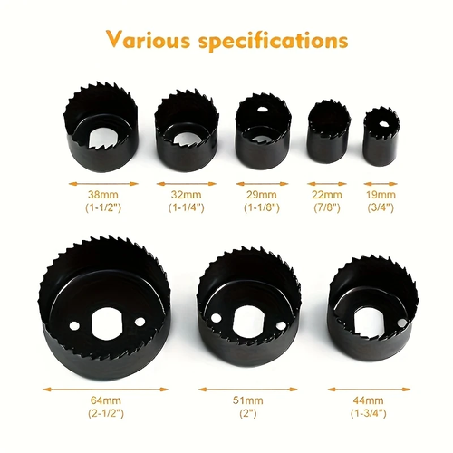 🔥🔥🔥Hole Saw Set, 11 Each Hole Saw Set Tool - 19-64mm Wood Metal Alloy Round with Case