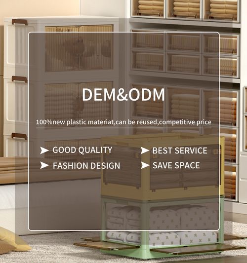 Lixeira de armazenamento de plástico PP dobrável, caixa de armazenamento dobrável e empilhável com tampa, porta e rodas para uso em home office