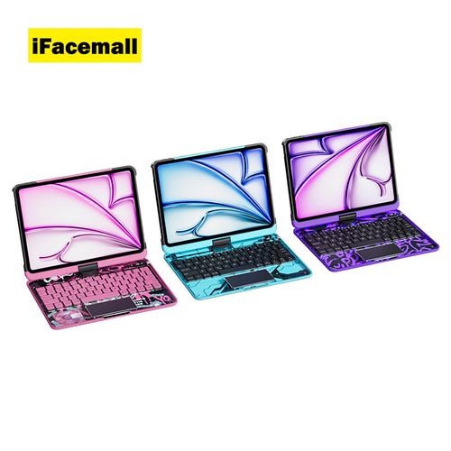 Capa de teclado rotativa para iPad 360 para iPad Pro 11 polegadas 2024 Teclado transparente e suporte multi-ângulo para Air 5th