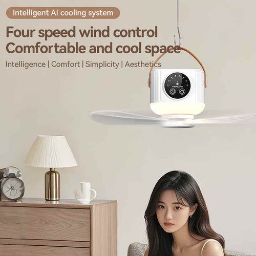 Mini ventoinha de teto portátil destacável multifuncional com luz noturna LED