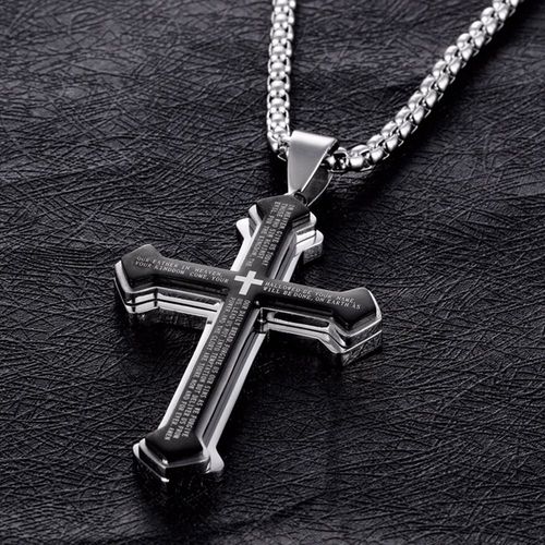 Multi-Layer Stainless Steel Cross Pendant, Christian Religious Jewelry
