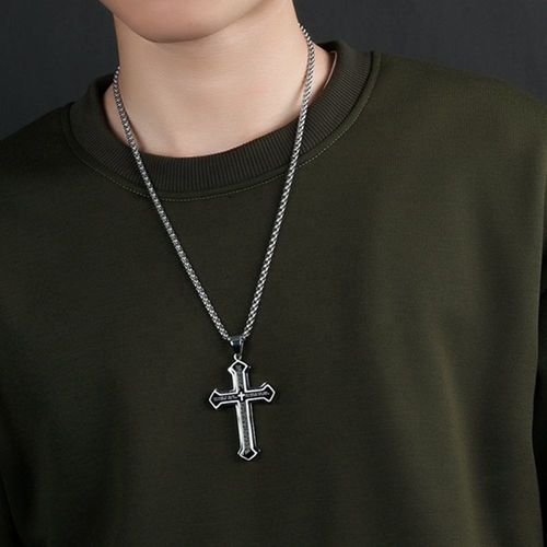 Multi-Layer Stainless Steel Cross Pendant, Christian Religious Jewelry