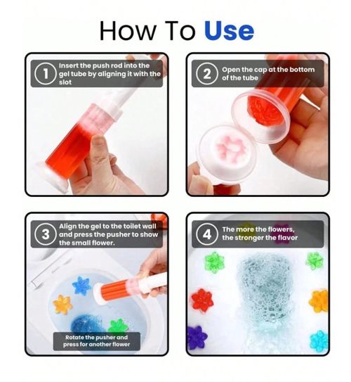 Flower Fragrance Toilet Gel  Air Freshener, And Bowl Cleaner    Refillable Toilet Wand Cleaning Supplies For Home And School