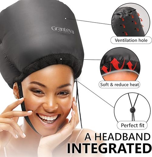 Bonnet Hood Hairdryer Attachment - Upgraded Hair Dryer Bonnet with Chin Strap and Longer Extended Hose More Easy to Enjoy Styling, Curling and Hair Deep Conditioning, Free Carrying Case Hooded Dryer.