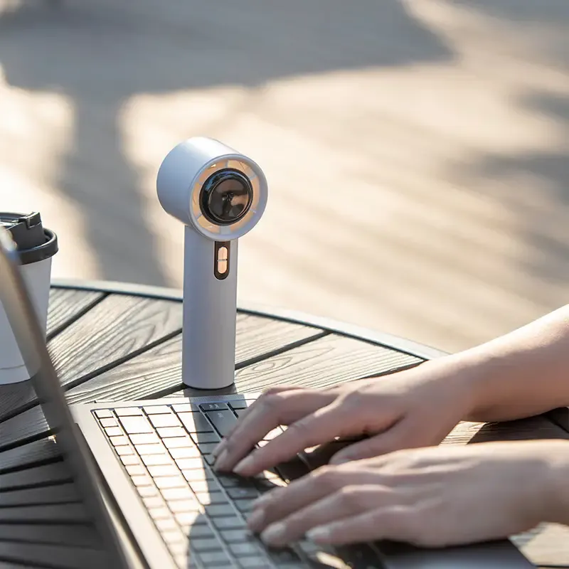 Portable Handheld Turbo Fan - 3 Wind Speeds, USB Rechargeable, LED Display, Compact & Powerful for Indoor-Outdoor Use