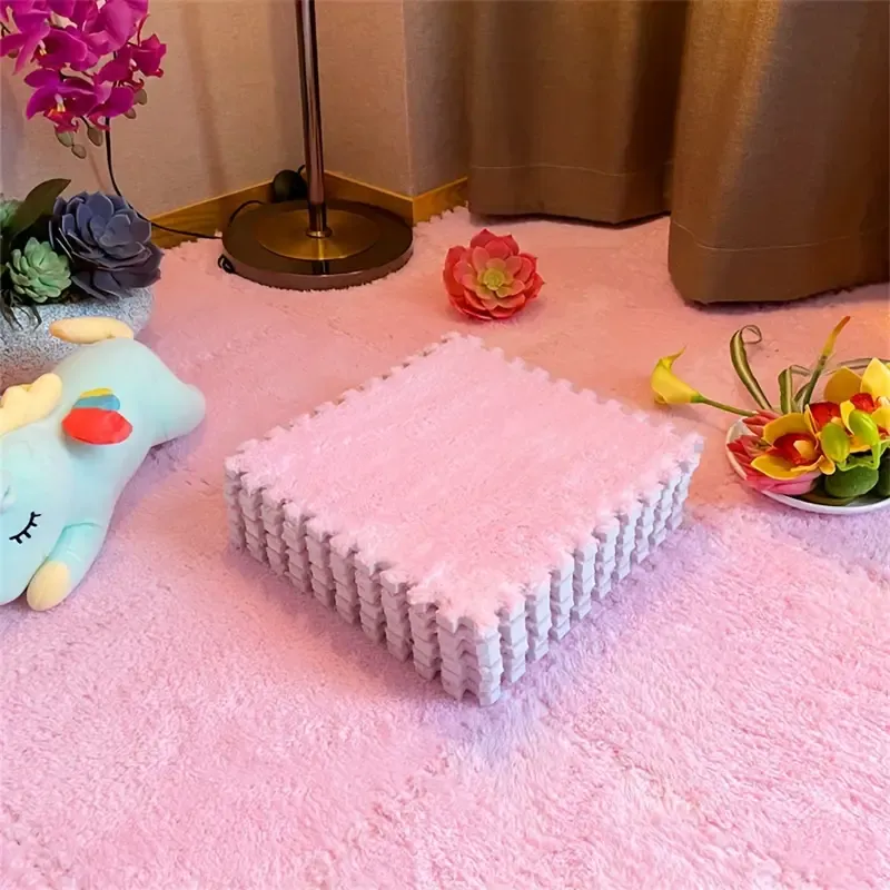 12pcs Set of Thick Bedroom Living Room Full Coverage Interlocking Carpet Tiles