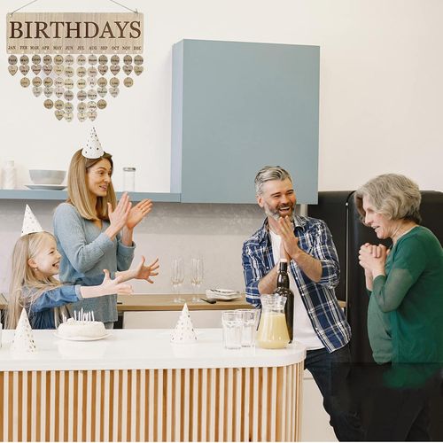 Wooden Birthday Reminder Calendar - Family Wall Hanging Birthday Calendar Board