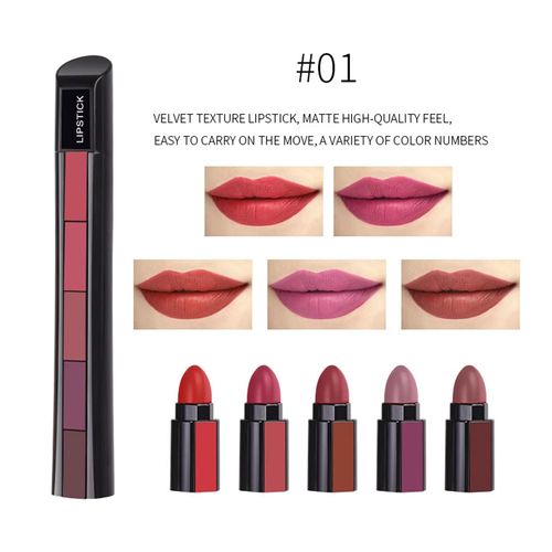 2 Pcs 5 In 1 Matte Lipstick Kit Waterproof Nude Combination Lipgloss Long Lasting Velvet Red Show Complexion Sexy Lip Tint Cosmetic(10 COLORS)
