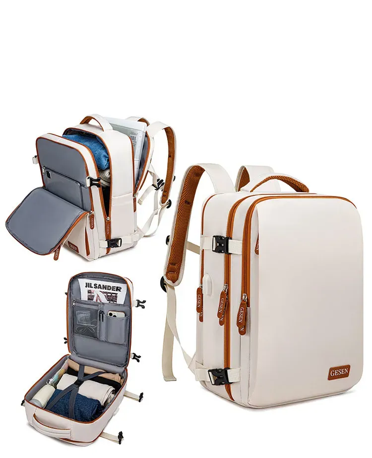 Travel Backpack 46x20x30 Cabin Plane Waterproof Expandable Weekender Laptop With USB Port Ryanair Carry-On Women Men Backpack W02