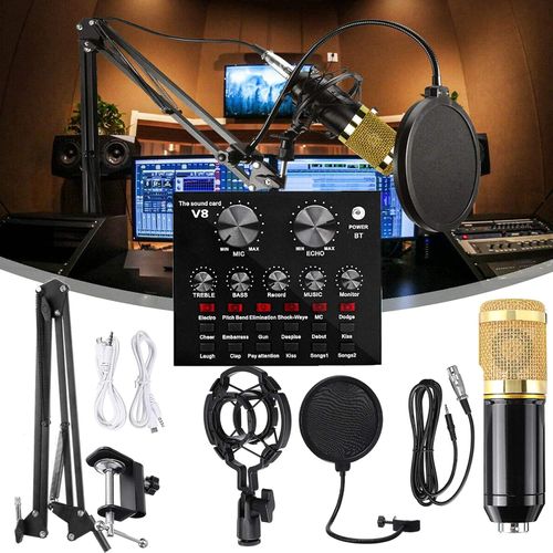 Microphone With V8 Sound Card BM800 Kit, Condenser Support