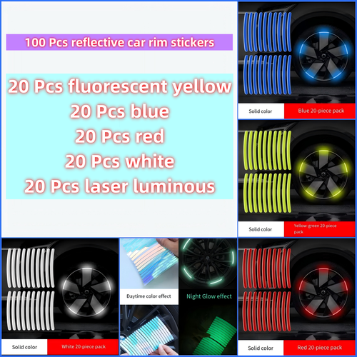 100 Pcs reflective car rim sticker