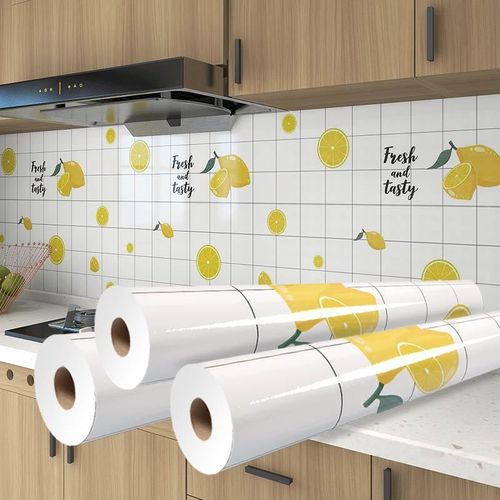Kitchen Wall Stain Prevention Sheet Heat Resistant Sheet Waterproof Oil Proof Stain Resistant Wallpaper( 500x60CM)