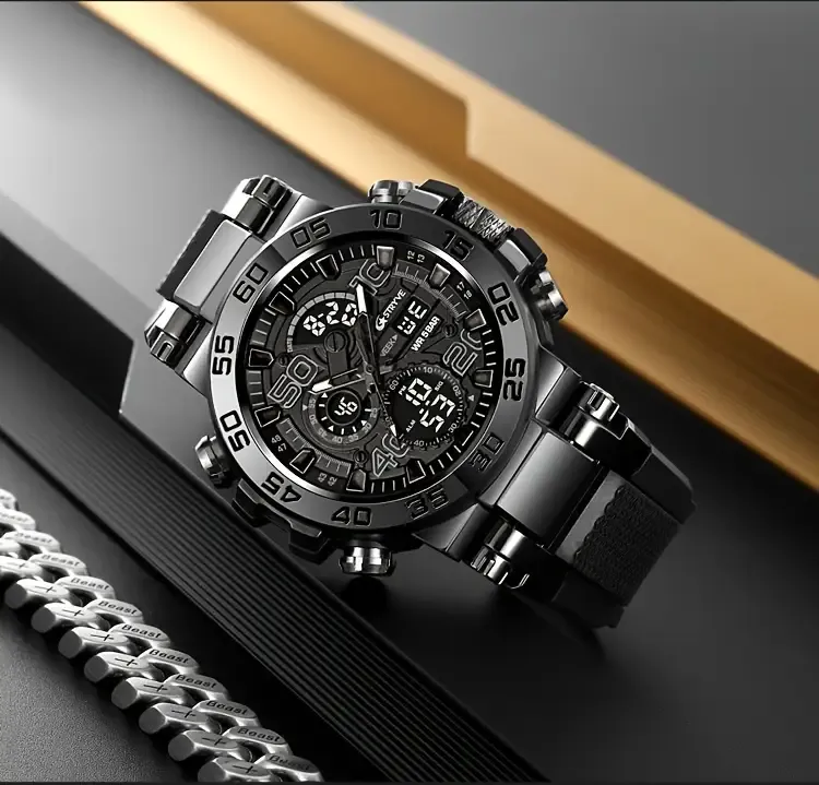 1pc S8030 Men's Sports Watch, Round Alloy Case, Digital Display, LED Alarm, Stopwatch, TPU Strap, Battery Powered, Non-Waterproof, Electronic Movement