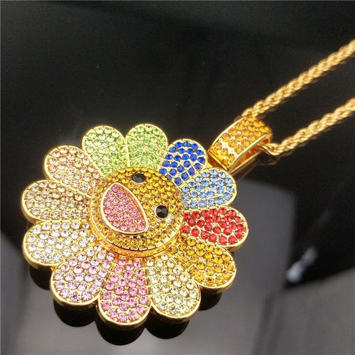 Sunflower Smiley Face Hip Hop Necklace