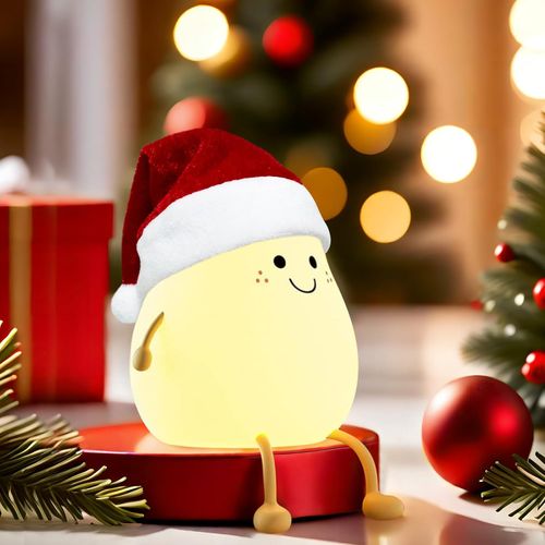 Cute Night Light Rechargeable with 7 Color Changing and Timer, Kids Pear Night Light for Toddler Baby Christmas Gifts, Touch Portable LED Silicone Lamp for Nursery