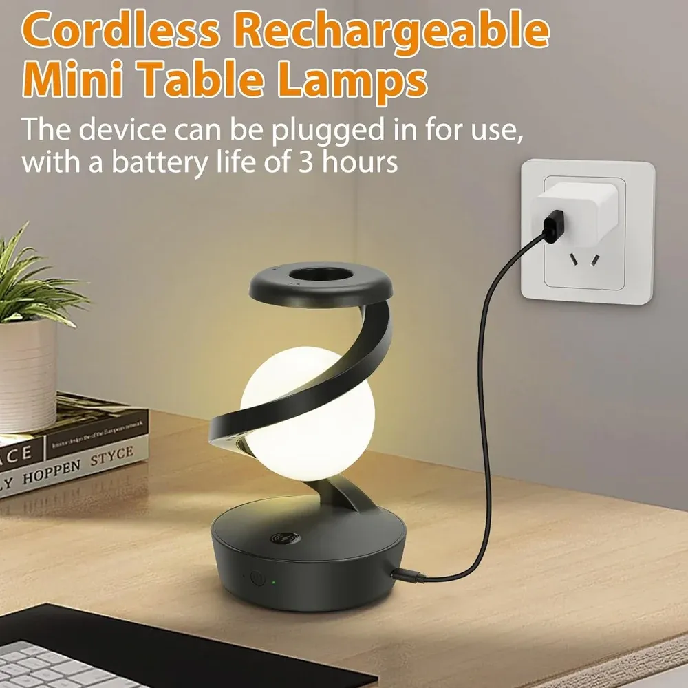 Spiral Levitation Floating Light RGB Night Light with Phone Wireless Charging Pad